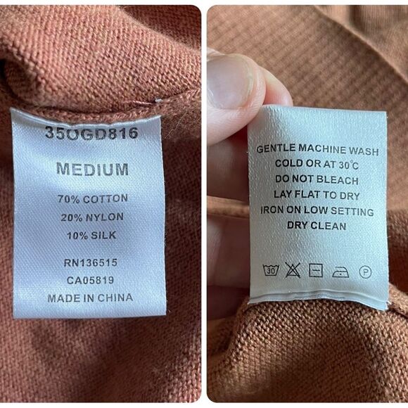 One Grey Day Silk Blend Button Back Sweater in Orange/Rust - Picture 9 of 11